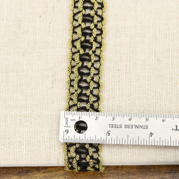 Fancy Gold Tone Choker Adjustable Length Black & Gold Trim chokers (#86) - Picture 4 of 8